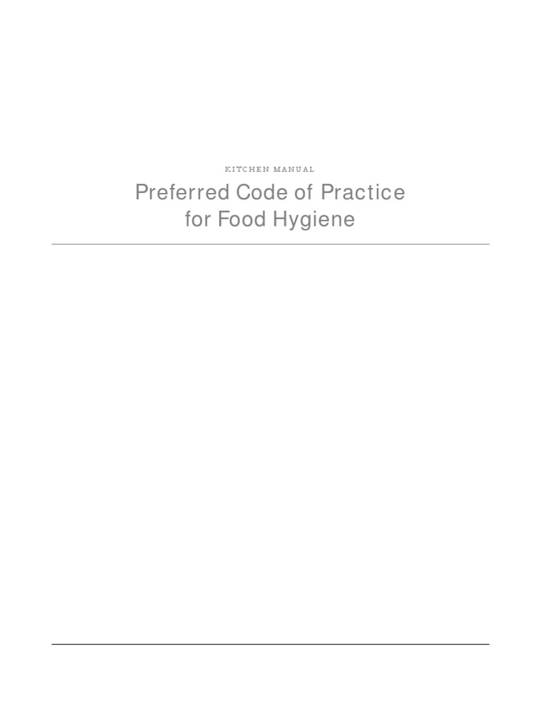 Kitchen Hygiene Management Manual | PDF | Hygiene | Chef