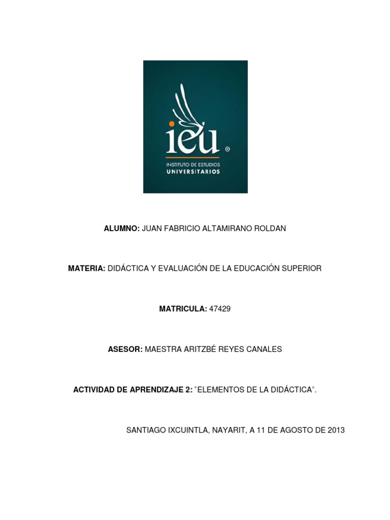 Elementos Clave en Didáctica Educativa | PDF | Aprendizaje | Ciencia ...