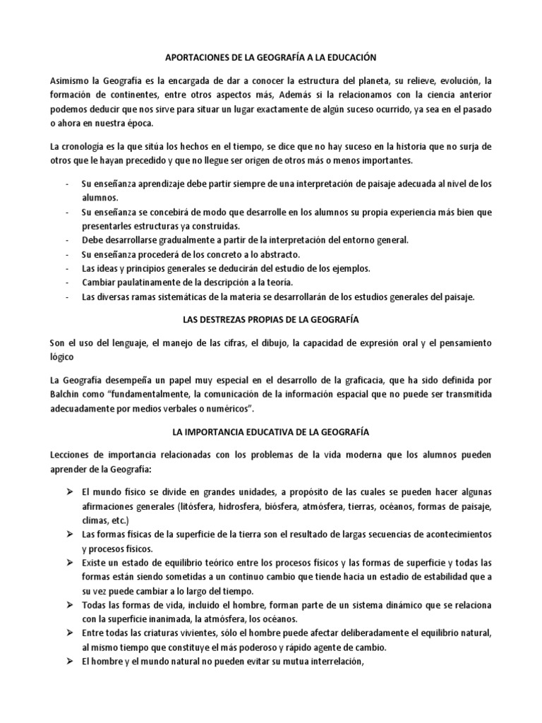 Aportaciones de La Geografía A La