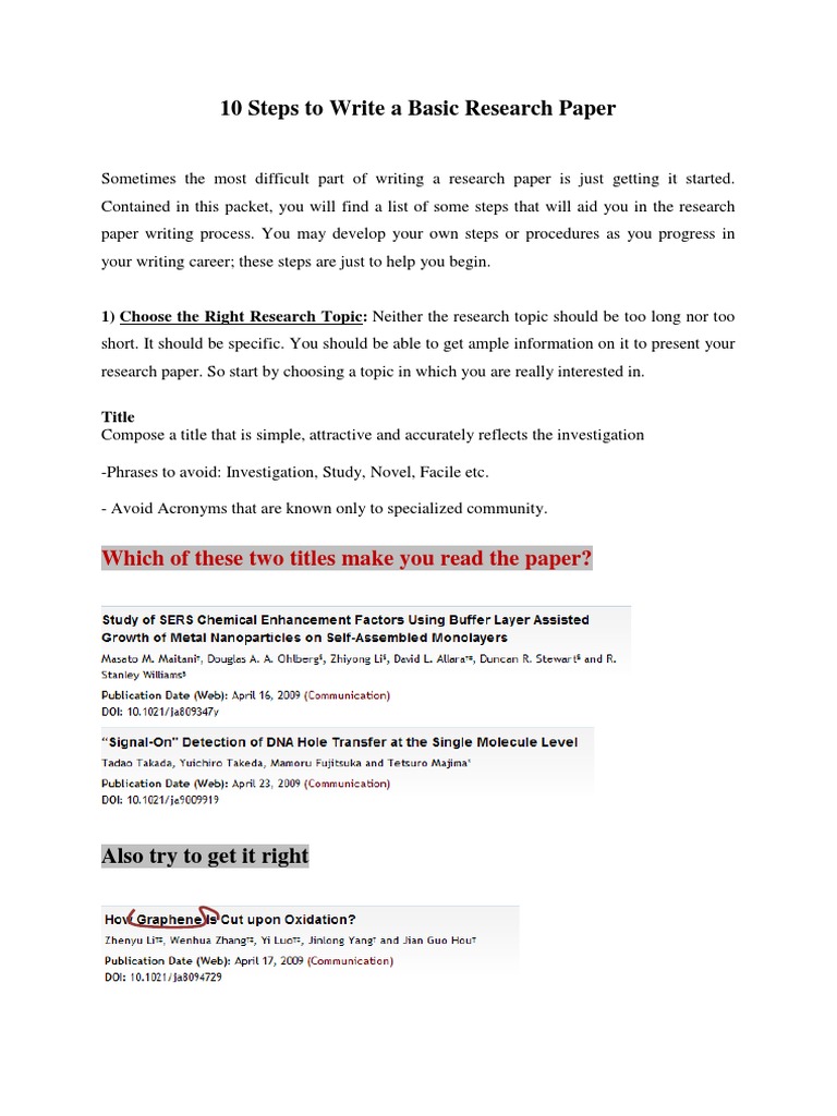 Basic Steps for Writing a Research Paper | PDF | Citation | Bibliography