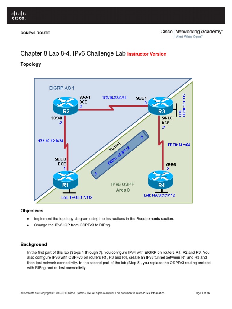 IPv6 Challenge Instructor | PDF | I Pv6 | Router (Computing)