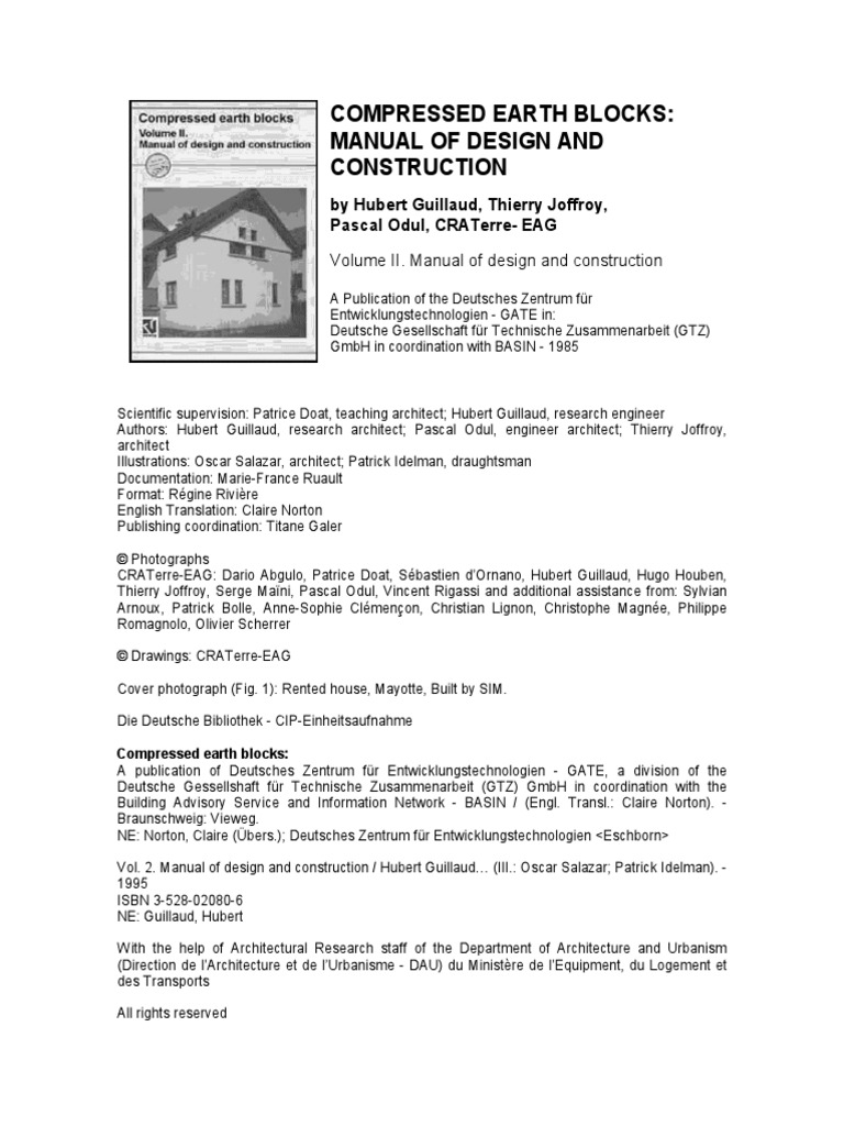 Compressed Earth Block Design and Construction | PDF | Masonry | Brick