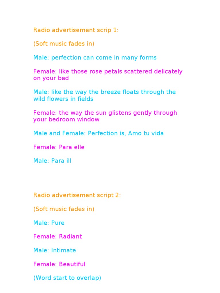 Radio Advertisement Scrip 1 | PDF | Nature | Entertainment (General)