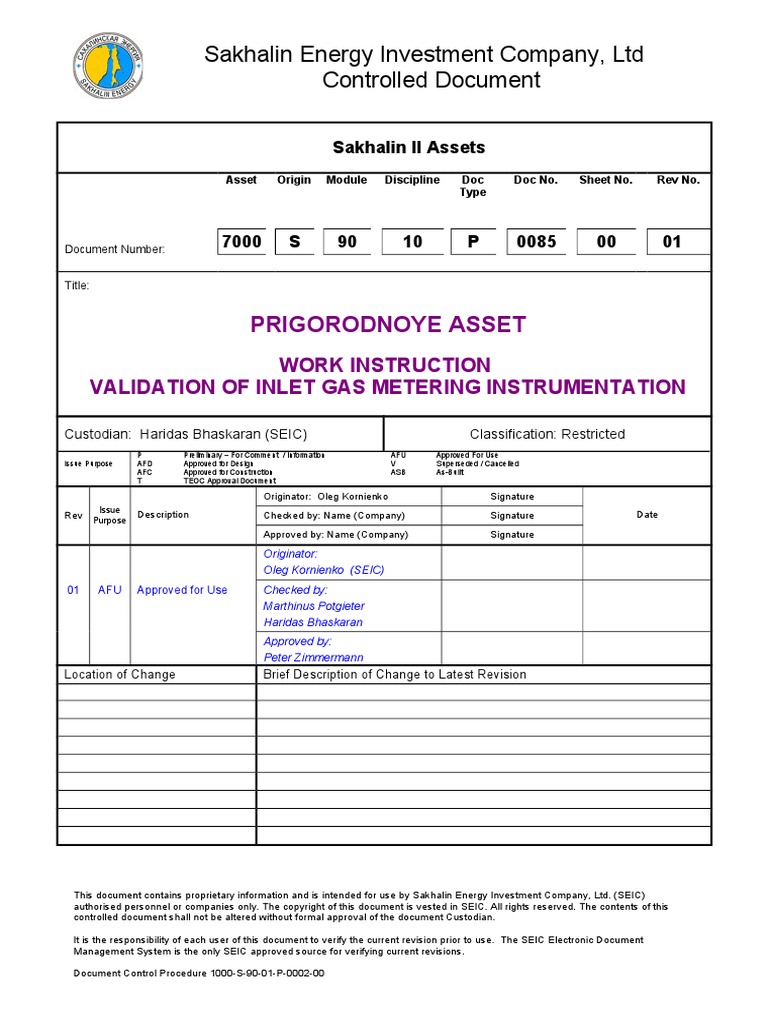 Validation of Inlet Gas Metering Instrumentation | PDF | Measuring ...