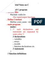 Include Files: Brief Notes On C Structure of C Program