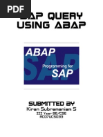 SAP Query Using ABAP: Submitted by Kiran Subramaniam S