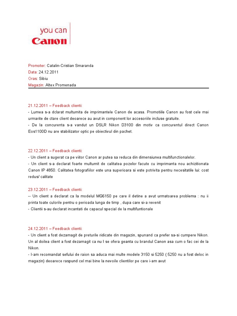 2.raport Feedback - Exemplu | PDF