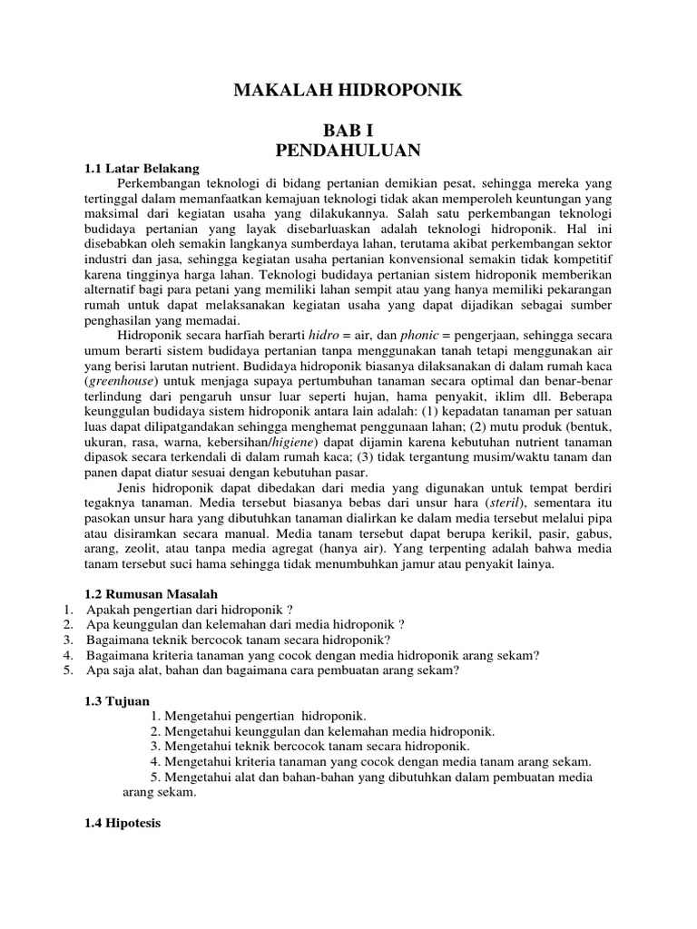 MAKALAH HIDROPONIK MAKALAH HIDROPONIK