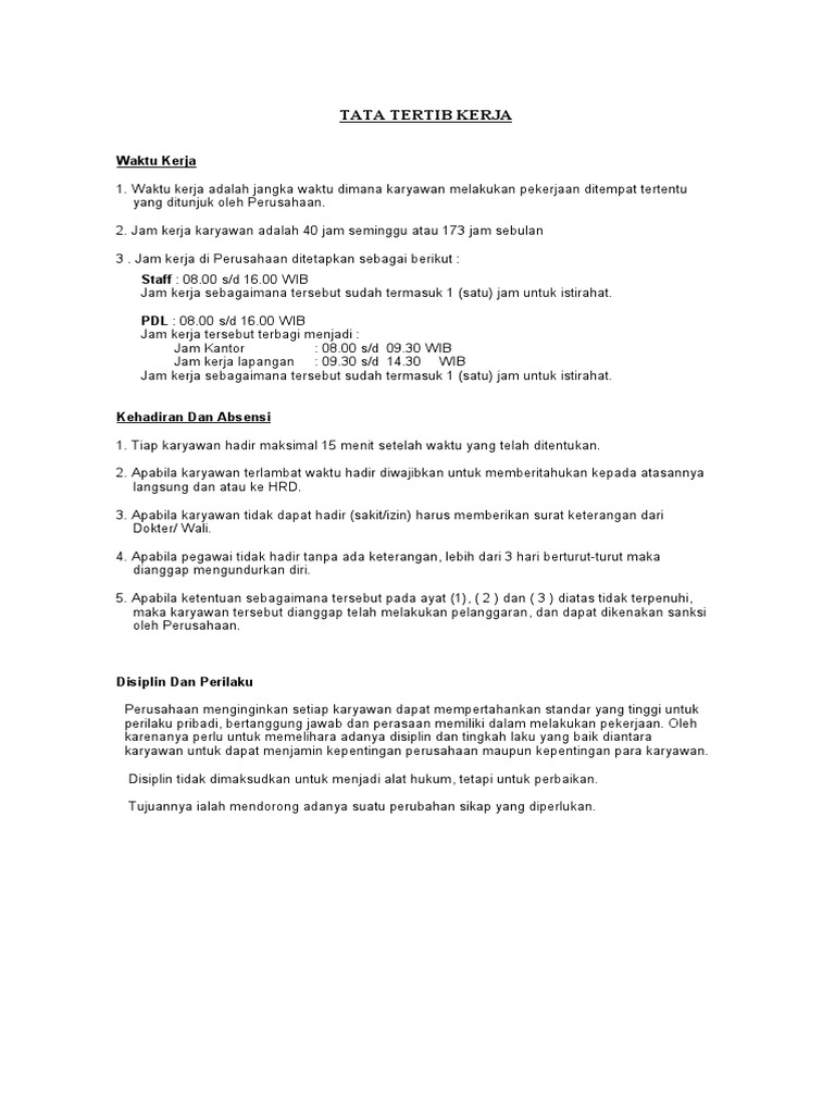 Tata Tertib Kerja