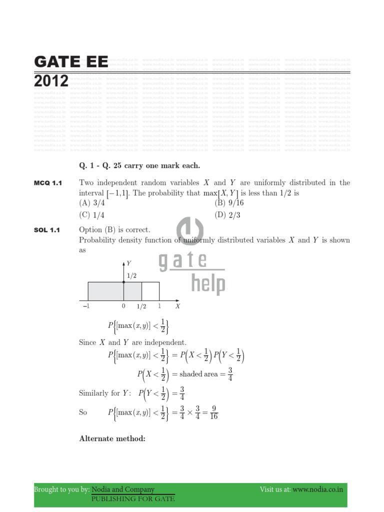 GATE EE 2012 Question Paper Solutions | PDF