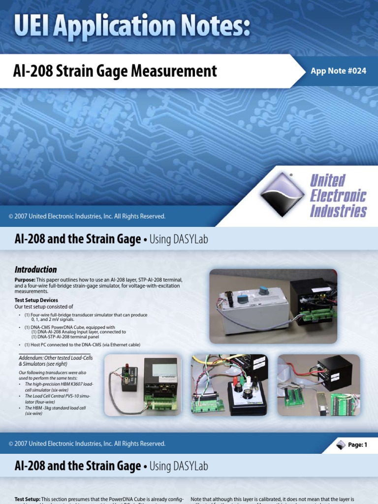 Strain Gage Measurement With AI208 Using DASYLab and LabVIEW PDF