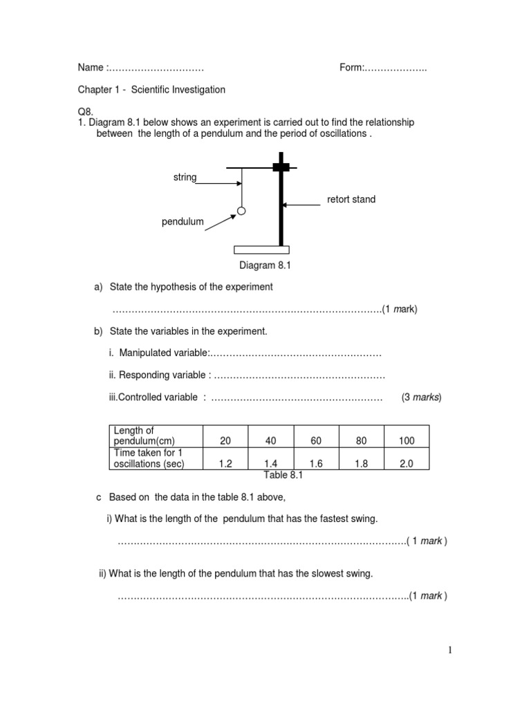 Pendulum Length and Swing Period Analysis | PDF | Pendulum | Physics