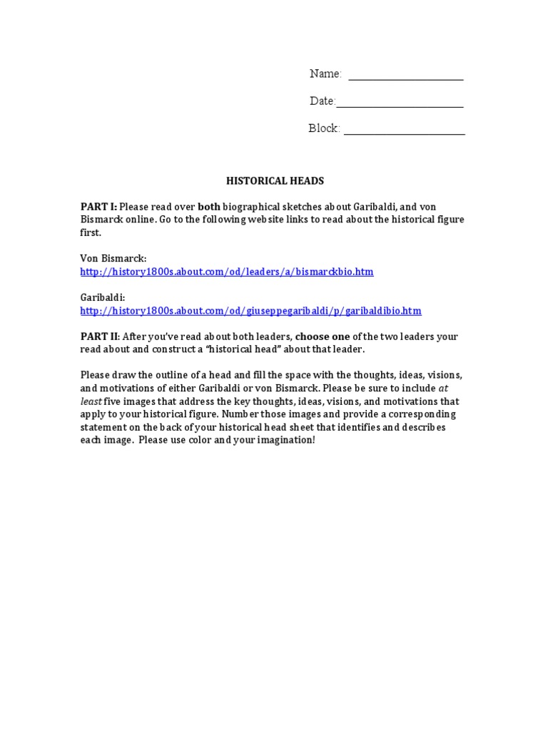 Historical Heads: Garibaldi or Bismarck | PDF | Travel | History