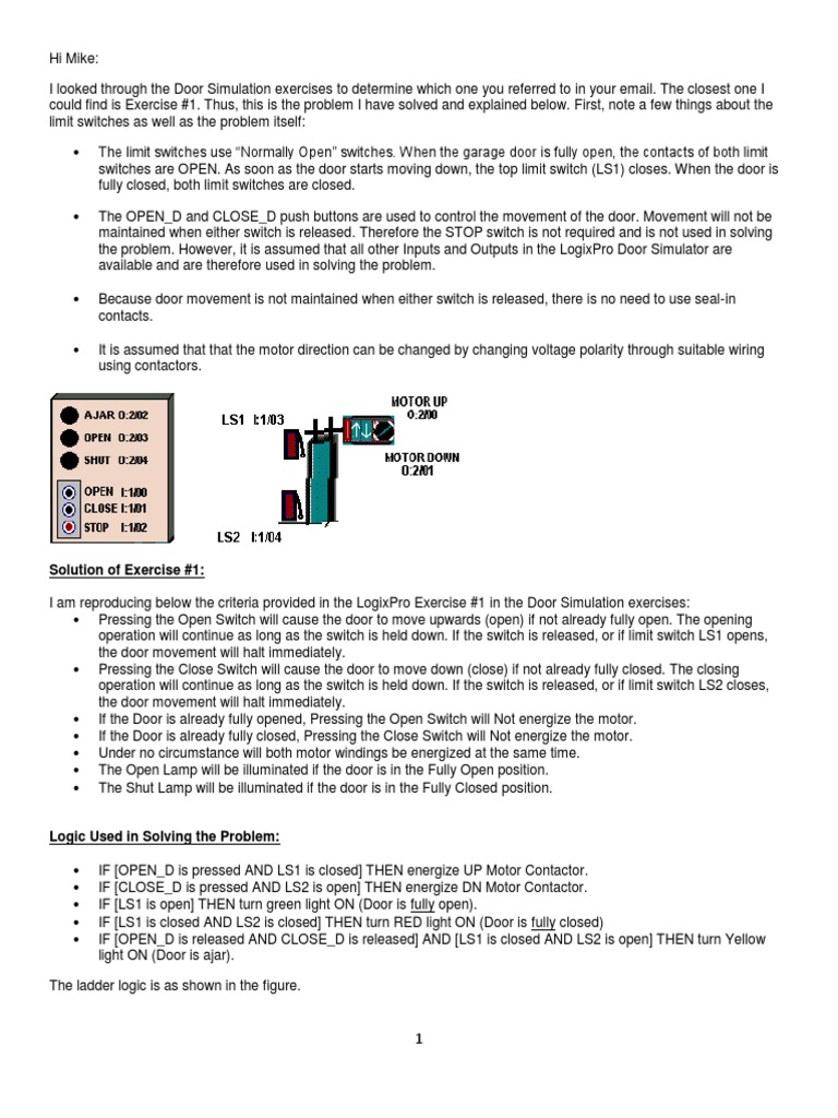 Solution Exercise 1 Garage Door Opener | PDF | Switch | Equipment