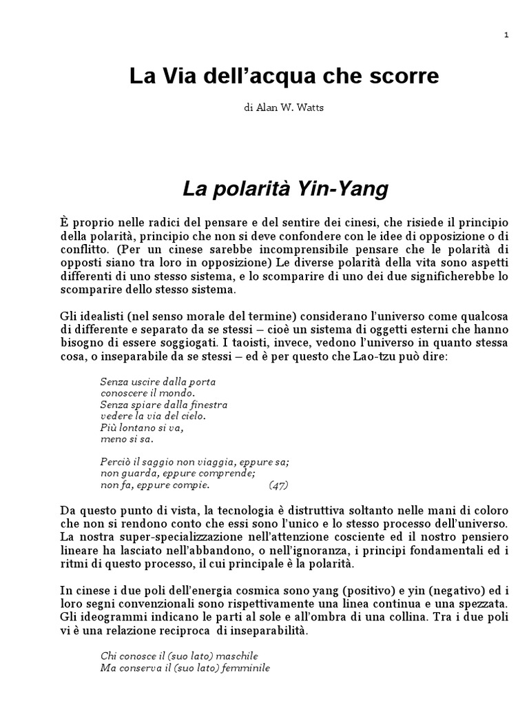 Il Tao La Via Dell'acqua Che Scorre