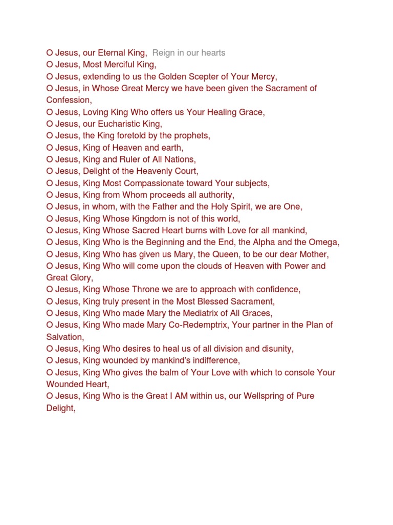 Litany of Christ the King | Eucharist | Jesus