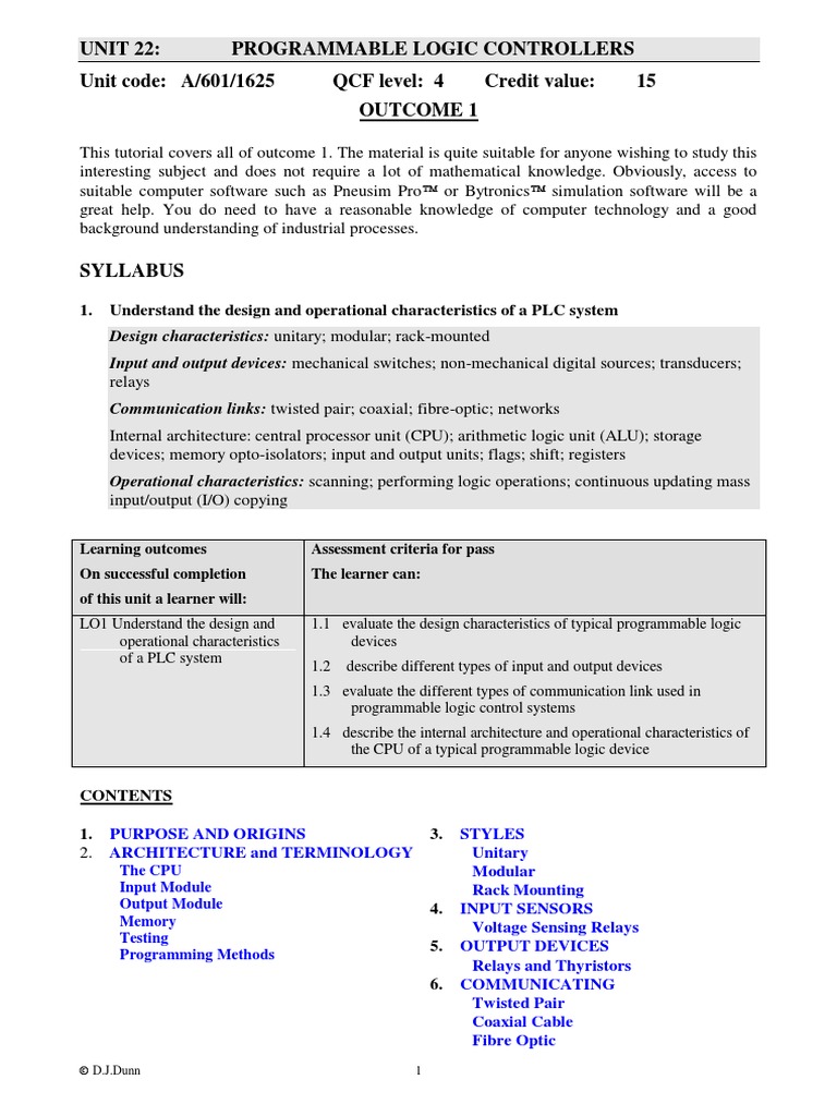 Programmable Logic Controller (PLC) | PDF
