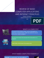 Review of Basic Computer Applications and Internet Principles