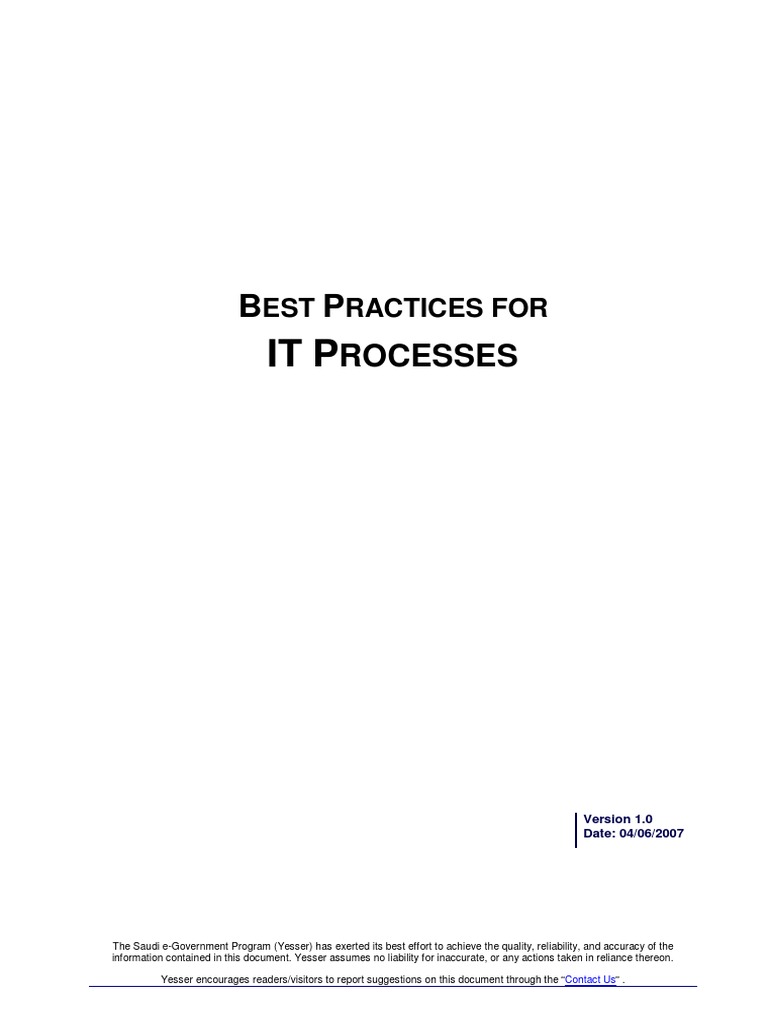 Best Practices For IT Processes en | PDF | Itil | It Service Management