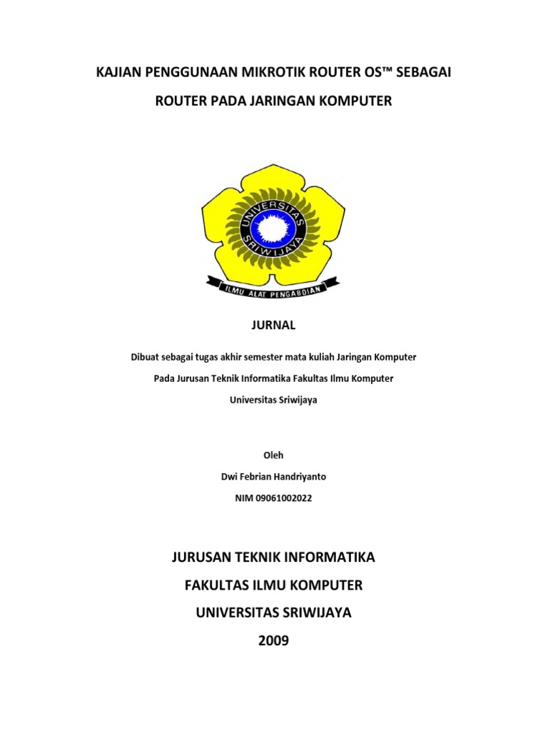 Jurnal Kajian Penggunaan Mikrotik Router Os Sebagai Router Pada Jaringan Komputer Pdf