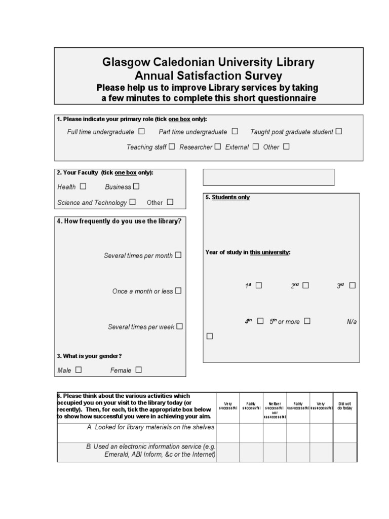 GCU Library Satisfaction Survey 2023 | PDF | Libraries | Further Education