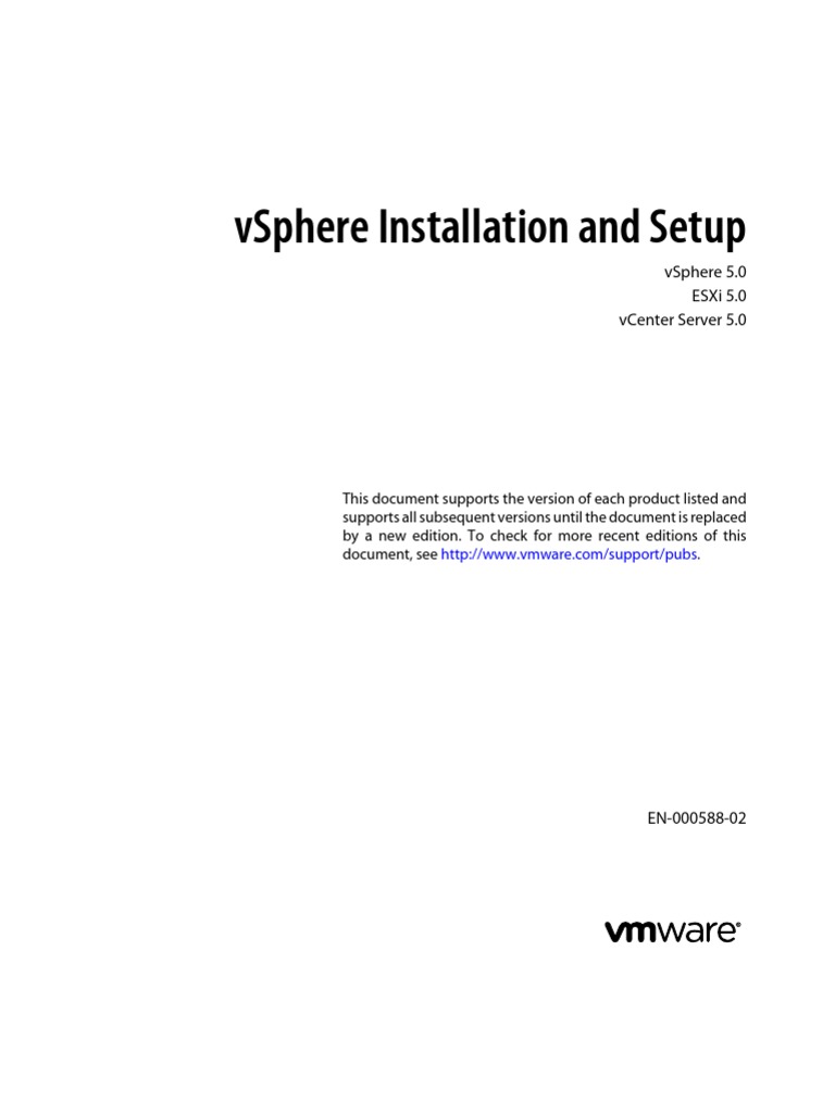 Vsphere Esxi Vcenter Server 50 Installation Setup Guide | PDF