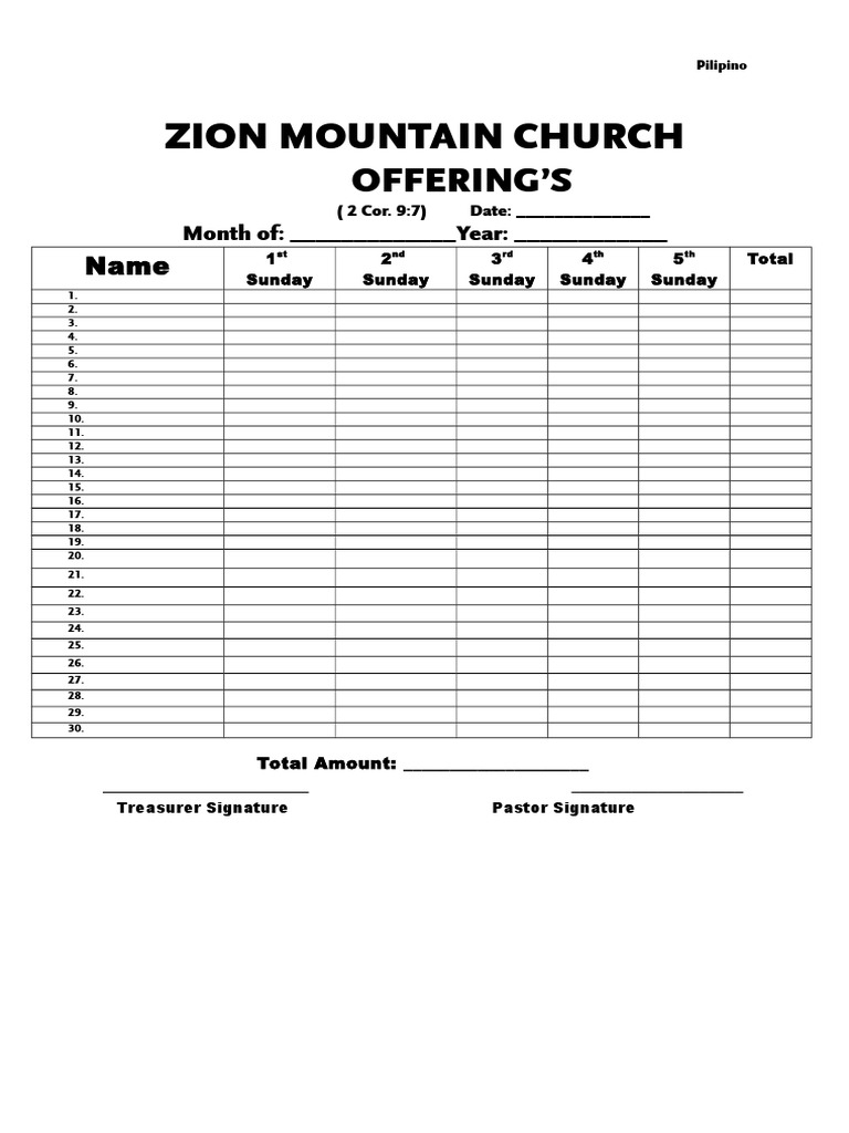 Zion Mountain Church: Offering'S | PDF