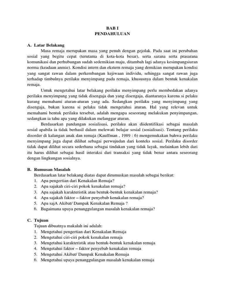 Makalah Kenakalan Remaja Pdf
