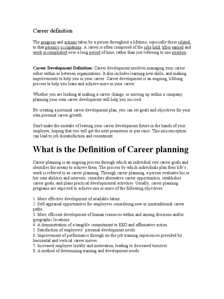 WHAT IS A CAREER DEFINITION AND EXAMPLES intelligence overview