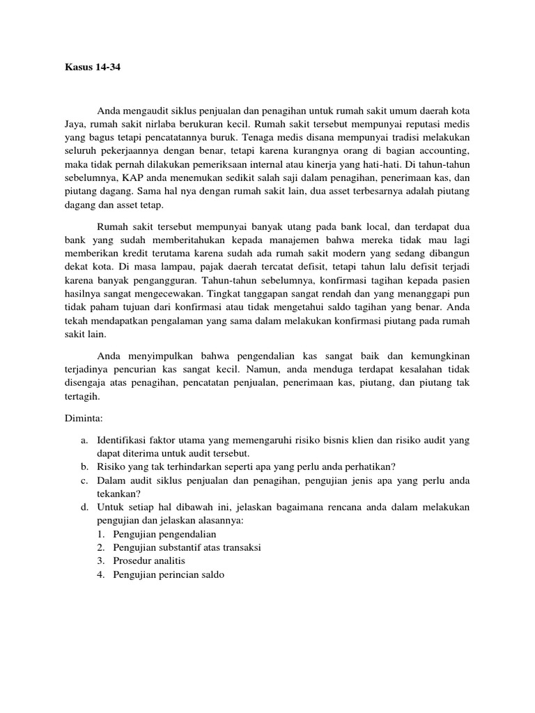 Contoh Soal Audit Siklus Penjualan Dan Penagihan Contoh Soal Terbaru