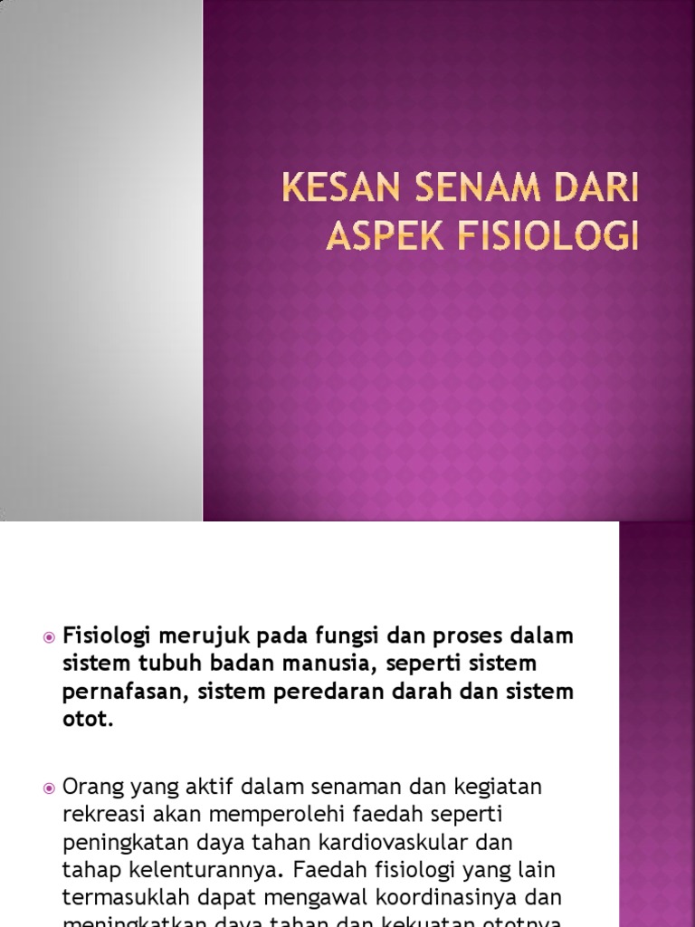 Kesan Senaman Dari Aspek Fisiologi Pdf