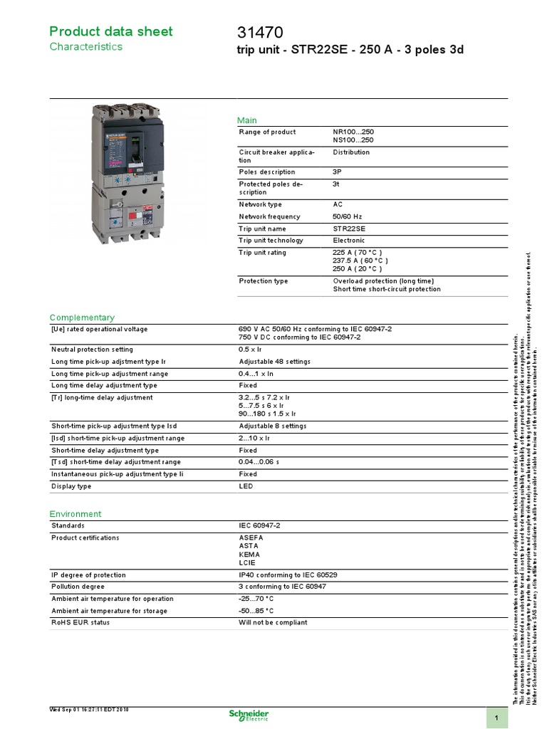 Circuit Breaker Technical Specs | PDF