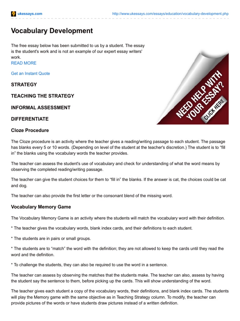 vocabulary development activities vocabulary definition