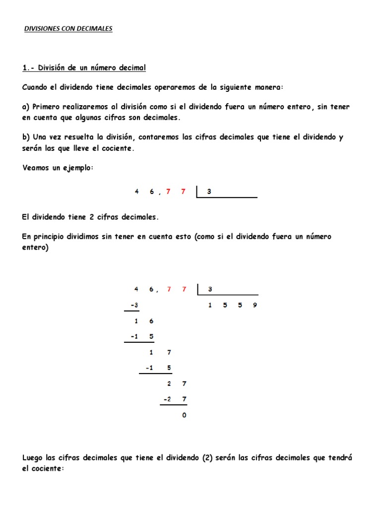 DIVISIONES CON DECIMALES.pdf | División (Matemáticas) | Números