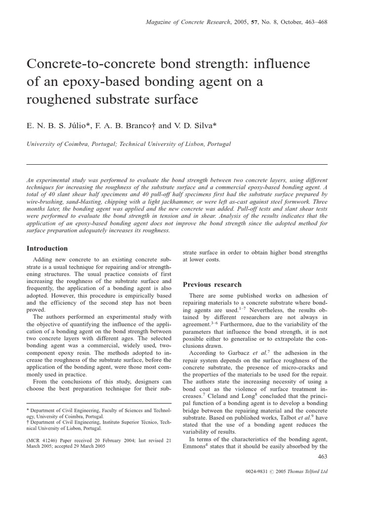Concrete Bond Strength PDF Strength Of Materials Concrete