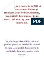 Aceasta Zi Este o Ocazie Deosebită Sa Vă Aducem Cele Mai Sincere Şi Frumoase Urări de Bine