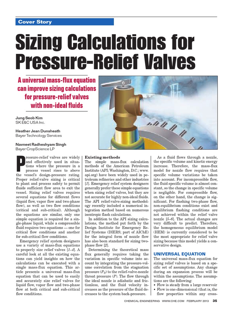 20130235 Sizing Calculations For PressureRelief Valves Fluid