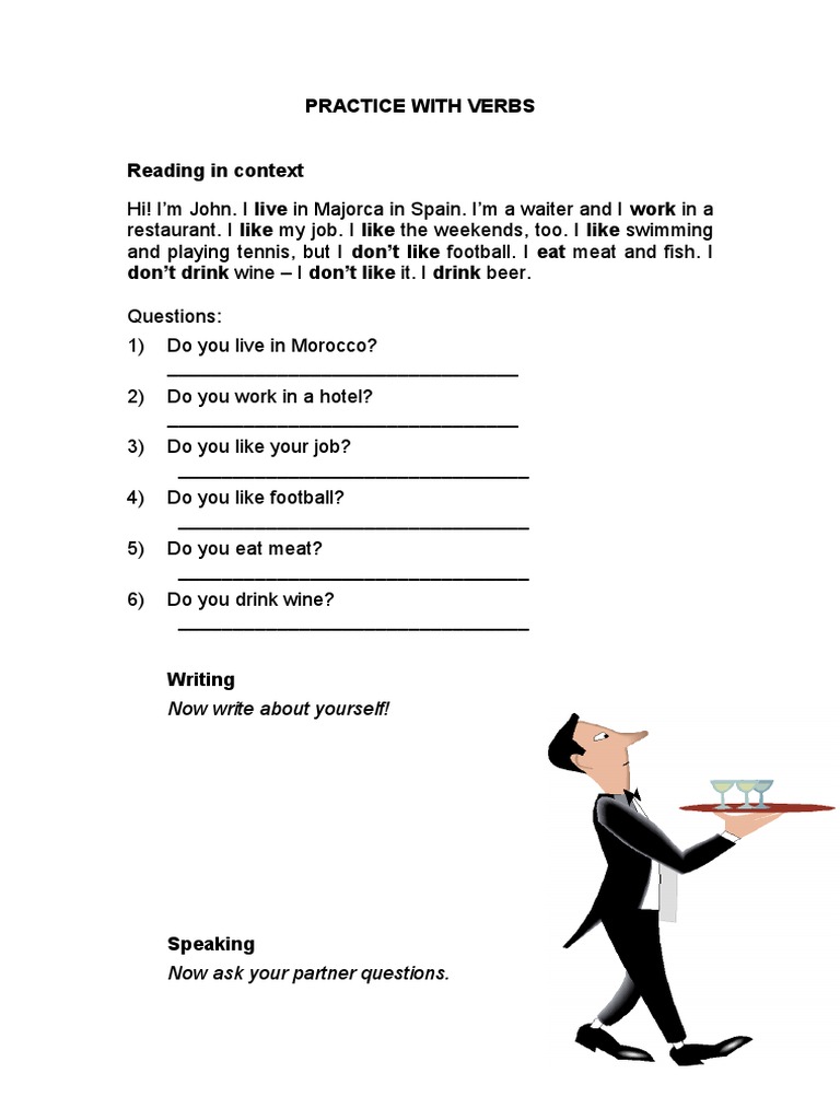 Verb Practice with Questions | PDF