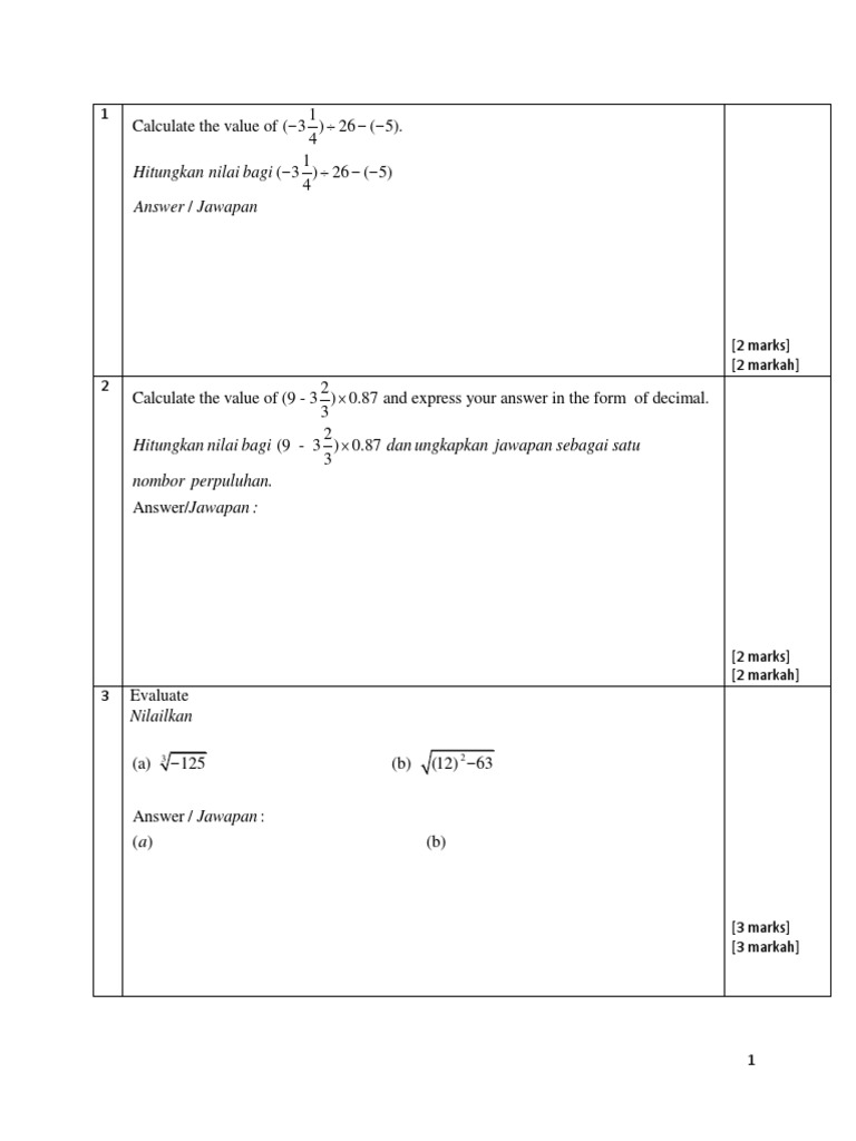Soalan Matematik Tingkatan 3 Kertas 2 Pdf