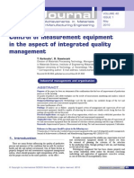 Control of measurement equipment in the aspect of integrated quality management