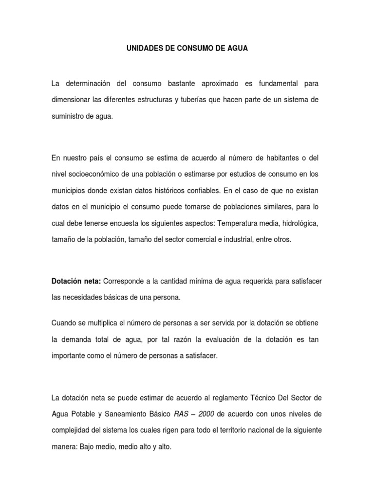 Unidades de Consumo de Agua y Estimaciones | PDF | Población | Área urbana