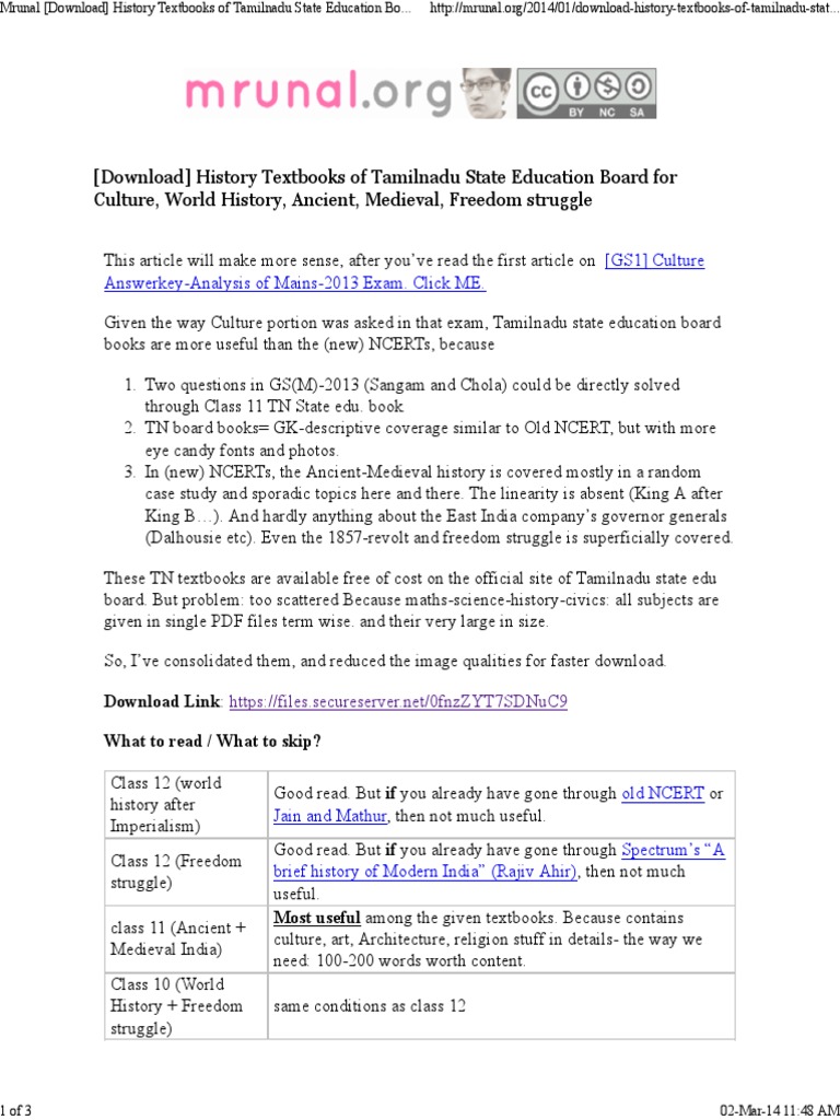 Mrunal Download History Textbooks Of Tamilnadu State Education Board For Culture World History Ancient Medieval Freedom Struggle Mrunal Mughal Empire South Asia