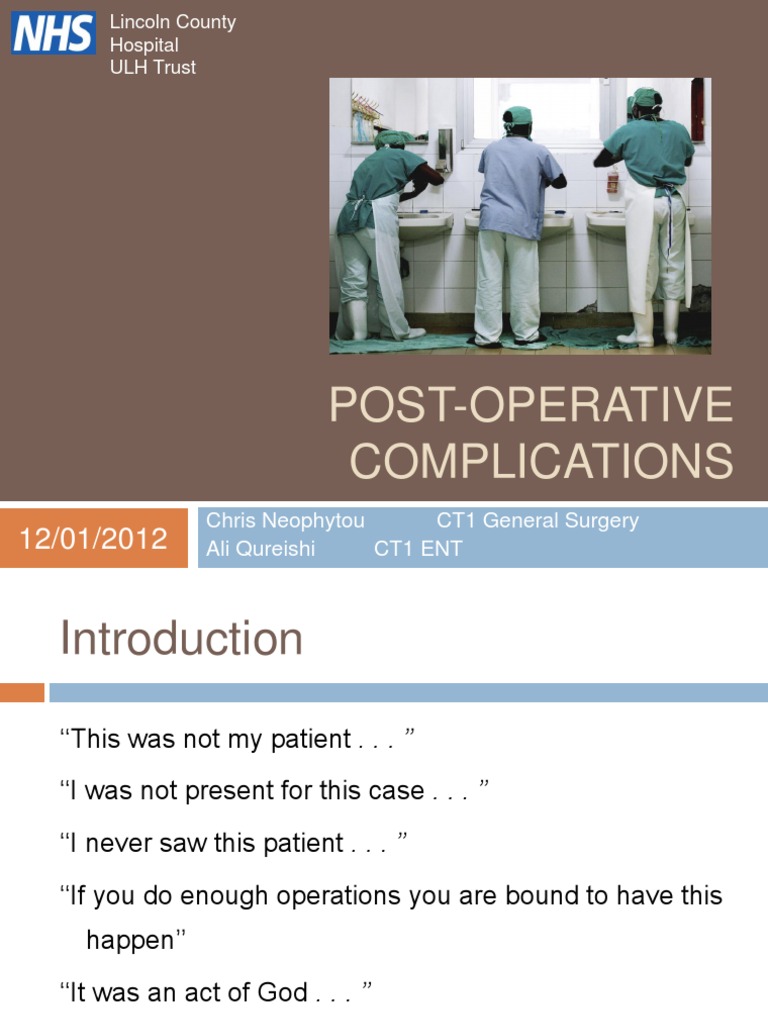 Post-Operative Complications Presentation | PDF | Surgery | Sepsis