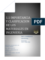 Importancia y Clasificacion de Los Materiales en Ingenieria