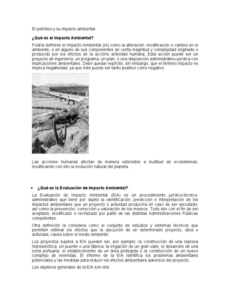 Impacto Ambiental del Petróleo | PDF | Petróleo | Evaluación de impacto ...