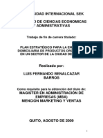 Plan Estrategico para La Entrega Domiciliaria de Productos Organicos