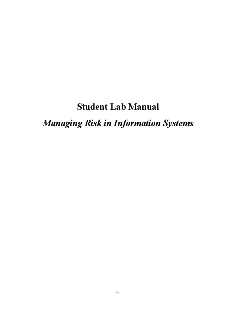 Managing Risk in Information Systems: Student Lab Manual | PDF | Threat ...