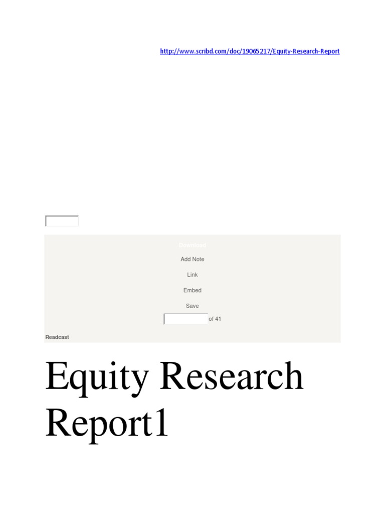 Equity Research Report1: Browse | PDF | Private Equity | Investing
