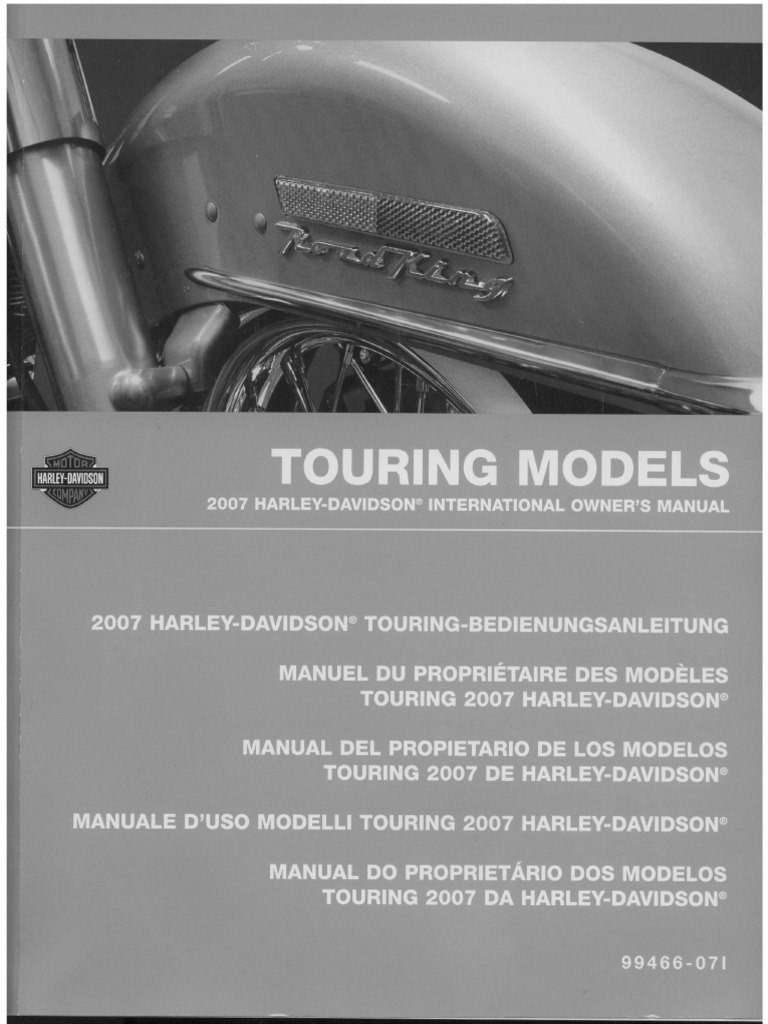Harley Davidson Touring Models 2007 International Owners Manual