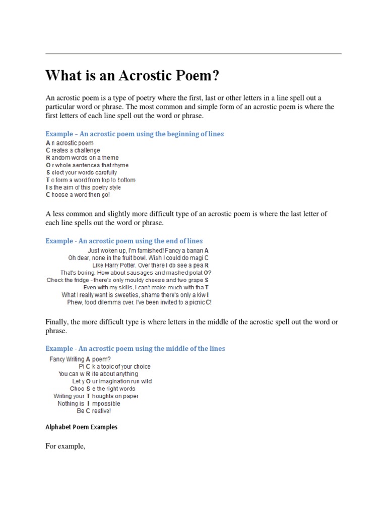 Acrostic Poem